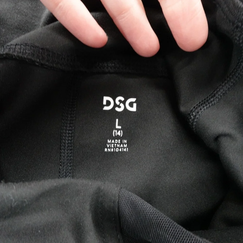DSG Girls Momentum Mesh Tight High Rise 7/8 Leggings Pure Black Size L 14 NEW
